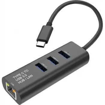 SECOMP STANDARD USB-C į Gigabit Ethernet konverteris + 3 portų USB 3.0 šakotuvas (S1431)
