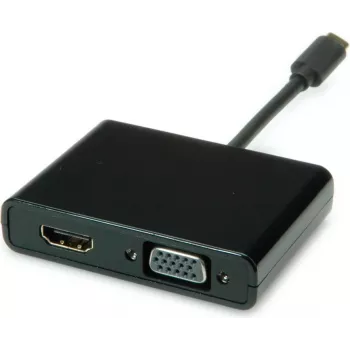 SECOMP STANDARD USB-C į HDMI + VGA ekrano adapteris, 4K HDMI, 1080p VGA, juodas, 0,1 m S3250