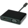 SECOMP STANDARD USB-C į HDMI + VGA ekrano adapteris, 4K HDMI, 1080p VGA, juodas, 0,1 m S3250
