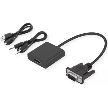 SECOMP STANDARD VGA + garso į HDMI adapterio kabelis, 0,23 m, juodas S3211