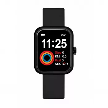 SECTOR Expander 90 Unisex Quartz Watch 39 mm Stainless Steel Black Dial Silicone Strap R3251282001