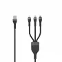 SEEK TOTI USB A į Micro USB / USB-C / Lightning 1,5m Pintas Laidas 2A (Ne-MFI) Juoda