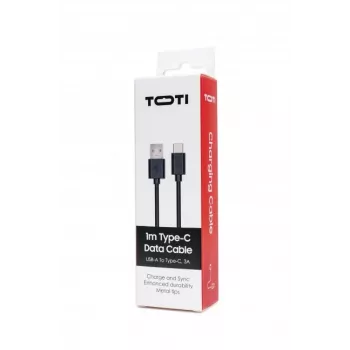 SEEK TOTI USB-A į Type-C, 1m PVC duomenų laidas 3A, juoda