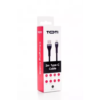 SEEK TOTI USB-A į USB-C pintas laidas 2m 3A juodas