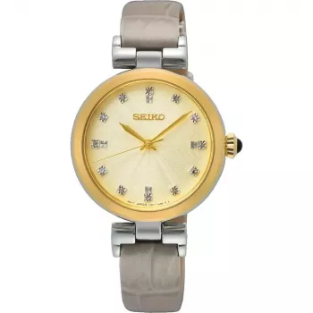 SEIKO SRZ546P1 Moteriškas kvarcinis laikrodis 30mm nerūdijančio plieno sidabrinis ciferblatas