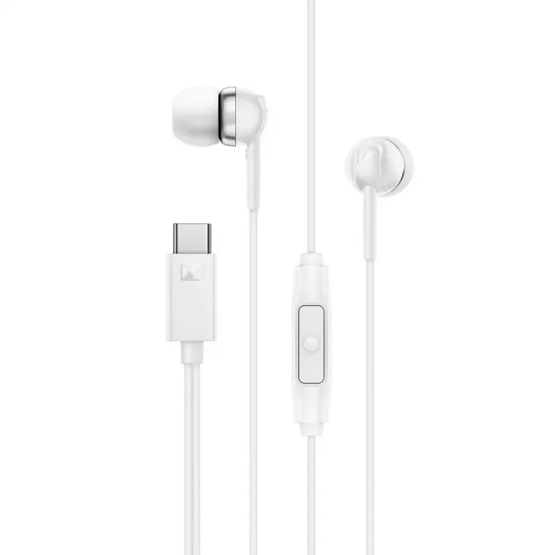 Sennheiser CX 80U laidinės USB-C ausinės su mikrofonu, baltos