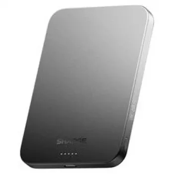 SHARGE AeroMag Air nešiojamas įkroviklis (power bank) 5000mAh Qi2 15W belaidis 20W USB-C PD juodas YDD-AEROMAGAIR-M6