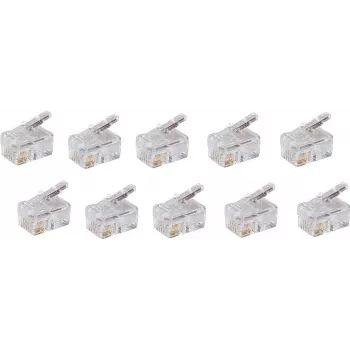 SHIVERPEAKS BASIC-S modulinis kištukas RJ10/RJ14 4P4C neekranuotas auksuoti kontaktai, 10 vienetų BS72039-10