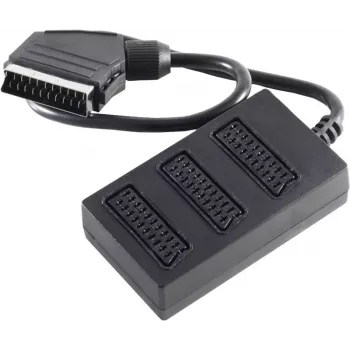 shiverpeaks BASIC-S Scart skirstytuvo kabelis, 1x Scart tėvinis į 3x Scart motininius, 0,5 m, pilnai sujungtas, juodas (BS94051)