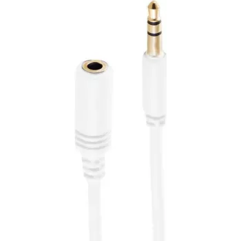 SHIVERPEAKS BASIC-S itin plonas 3,5 mm stereo garso prailginimo kabelis, vyriškas į moterišką, auksuotas, baltas, 1,5 m (BS33982-W)