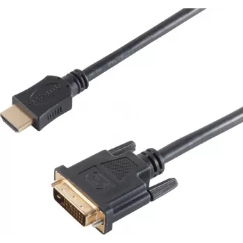 SHIVERPEAKS BS77481 HDMI Type A vyriškas į DVI-D vyriškas vaizdo kabelio adapteris, 1,5 m, juodas, auksuoti kontaktai, trigubai ekranuotas, palaiko 1920x1200