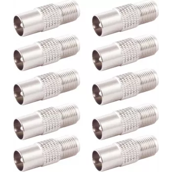 SHIVERPEAKS BS85322-SET10 IEC kištukas į F lizdą koaksialinis adapteris, 10 vnt., sidabrinis
