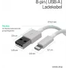 SHIVERPEAKS Flexline USB Charge & Sync Cable, USB-A į 8-Pin (Lightning), 2.0, ABS, balta, 1,5 m (FL31-12042)