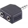 ShiverPeaks S/CONN maximum connectivity 3,5 mm stereo jack adapteris-skirstytuvas, 1 vyriškas į 2 moteriškus, nikeliuotas, juodas (57080)