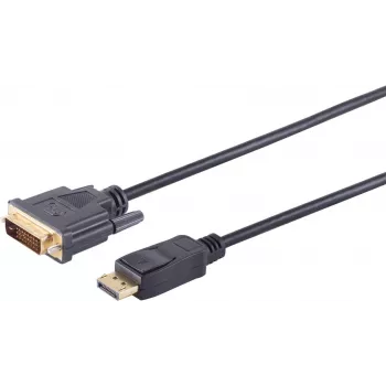 SHIVERPEAKS S/CONN maximum connectivity DisplayPort į DVI-D kabelis, 20 kontaktų DP kištukas į 24+1 DVI-D kištuką, auksuoti kontaktai, 7,5 m, juodas 77497-1