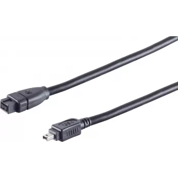SHIVERPEAKS S CONN maksimalaus ryšio FireWire kabelis, IEEE 1394B 9 kontaktų vyriškas į IEEE 1394A 4 kontaktų vyrišką, 1,8 m, juodas 77312