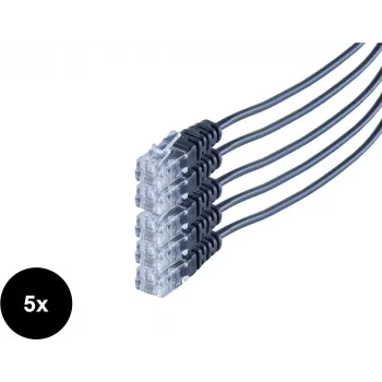 SHIVERPEAKS S/CONN maksimalaus ryšio telefono jungiamasis kabelis, RJ11 vyriškas į RJ11 vyrišką, apvalus, juodas, lankstus, varinis, 5 vienetų rinkinys, 2,0 m SO70084-2-SET5