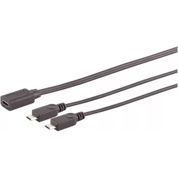 SHIVERPEAKS S/CONN maximum connectivity USB-C moteriškas į 2x USB Micro-B vyriškas Y-skirstytuvas adapterio kabelis, USB 2.0, 0,3m, juodas 13-20021