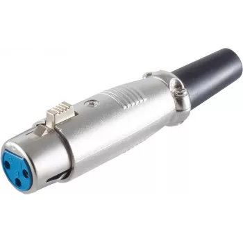 SHIVERPEAKS S/CONN maksimalaus ryšio XLR sujungėjas su įtempimo nuėmikliu, 3 kontaktų moteriškas, nikeliuotas cinko liejinys, litavimo prijungimas 55020