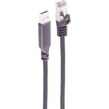 SHIVERPEAKS USB-A į RJ45 Gigabit Ethernet adapterio kabelis, aliuminis, juodas, 3m BS14-52045