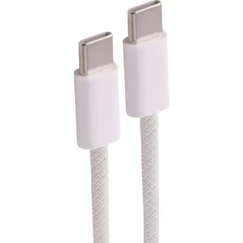 SHIVERPEAKS USB-C į USB-C įkrovimo kabelis, 2.0, 60W, baltas, pintas tekstilinis, 2m (BS14-21036)