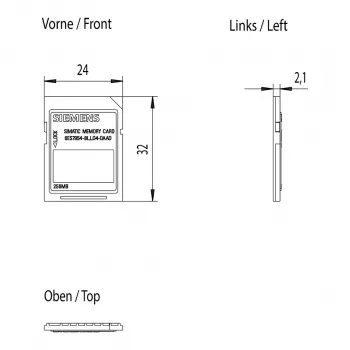 Siemens SIMATIC S7 atminties kortelė 256 MB SD Flash, skirta S7-1200/S7-1500 PLC procesoriams