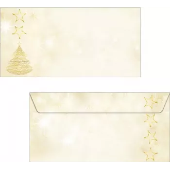 SIGEL DU083 Graceful Christmas DIN ilgas vokas, klijuojamas, 90 g/m² specialus popierius, skirtas rašaliniam/lazeriniam/kopijavimo aparatui, baltas su šventiniu dizainu, 25 vokai