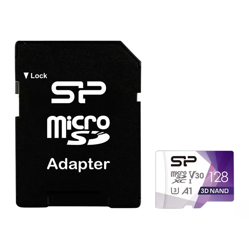 Silicon Power 128GB Superior Pro microSDXC UHS-I U3 V30 A1 atminties kortelė su SD adapteriu