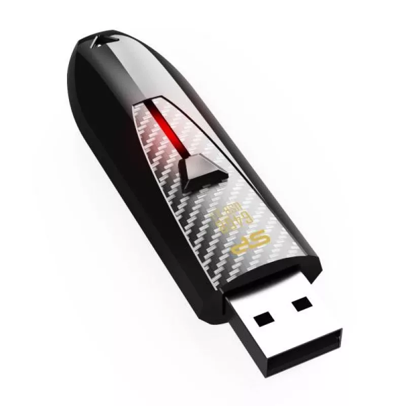 Silicon Power Blaze B25 32GB USB 3.2 Gen 1 Flash Drive, ištraukiama jungtis, juoda