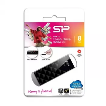 Silicon Power SP008GBUF2U03V1K 8GB USB 3.2 Gen 1 įtraukiama laikmena, juoda