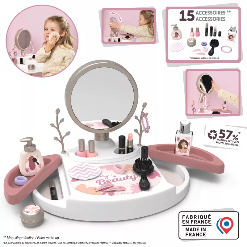 SIMBA-DICKIE My Beauty Studio Interaktyvus grožio staliukas su apšviestu veidrodžiu ir 10 aksesuarų vaikams nuo 3 iki 6 metų