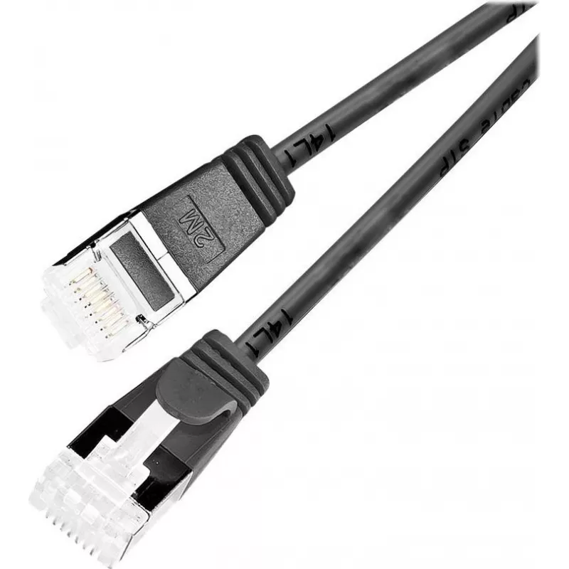 Wirewin Cat 6a U/FTP plonas tinklo kabelis, 0,25 m, juodas, 10 Gbps, PoE++ PKW-LIGHT-STP-K6A 0.25 SW