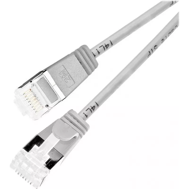 Wirewin plonas apvalus U/FTP Cat 6a tinklo kabelis, pilkas, 1,0 m, 10 Gbps, PoE, lankstus plonas dizainas ankštoms erdvėms (PKW-LIGHT-STP-K6A 1.0)