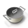Smeg CSF2412CRM troškintuvas, 24 cm, keraminė neprideganti danga, nerūdijančio plieno rankena, matinė kreminė