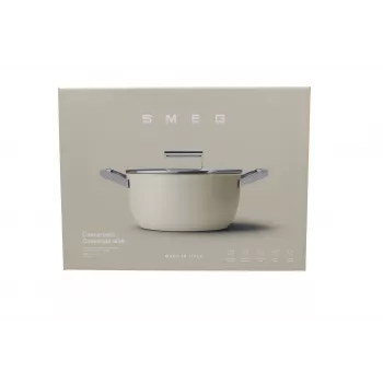 Smeg CSF2412CRM troškintuvas, 24 cm, keraminė neprideganti danga, nerūdijančio plieno rankena, matinė kreminė
