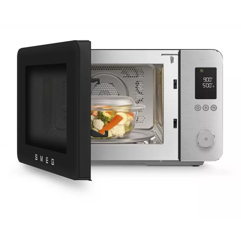 Smeg MOC02BLMEU Kombinuota mikrobangų krosnelė, 9 funkcijos, 2100 W, matinė juoda