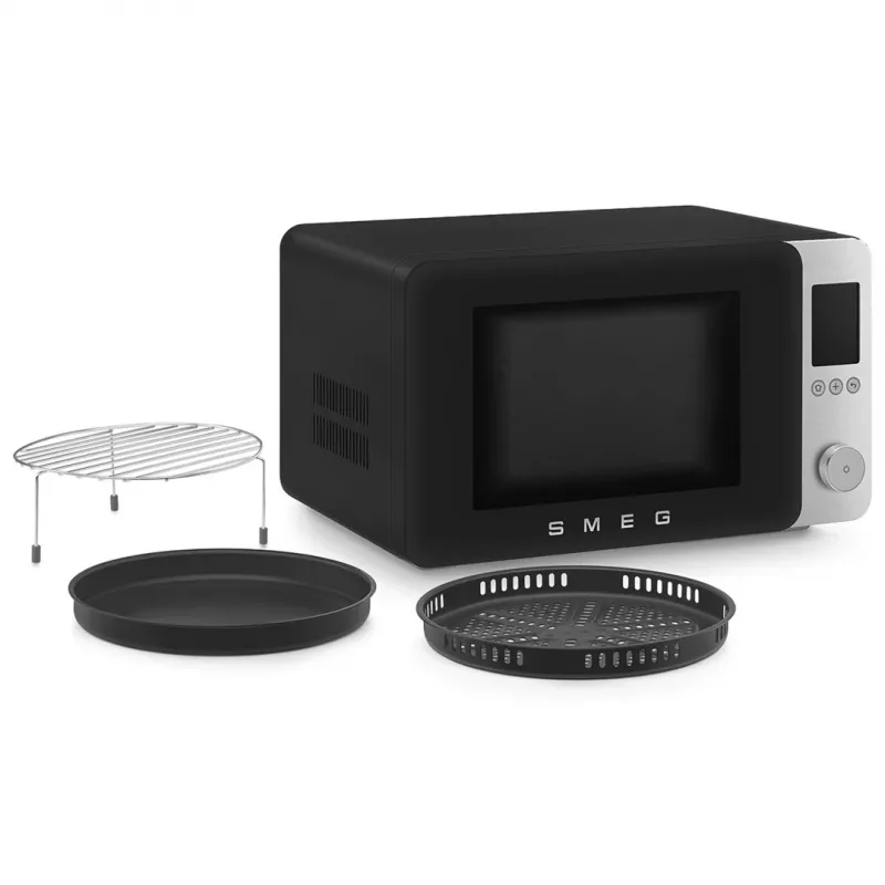 Smeg MOC02BLMEU Kombinuota mikrobangų krosnelė, 9 funkcijos, 2100 W, matinė juoda