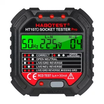 Kištukinių lizdų testeris su skaitmeniniu ekranu Habotest HT107D