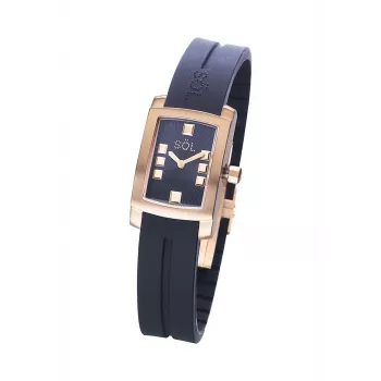 SOL WATCH WOMAN 10011/1 (23mm) Quartz Analogue Watch - Stainless Steel Case, White Dial, Black Leather Strap