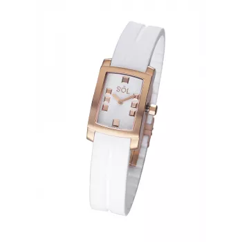 SOL WATCH WOMAN 10011/3 23mm Quartz Analog Stainless Steel Case Leather Strap White Dial Black Strap