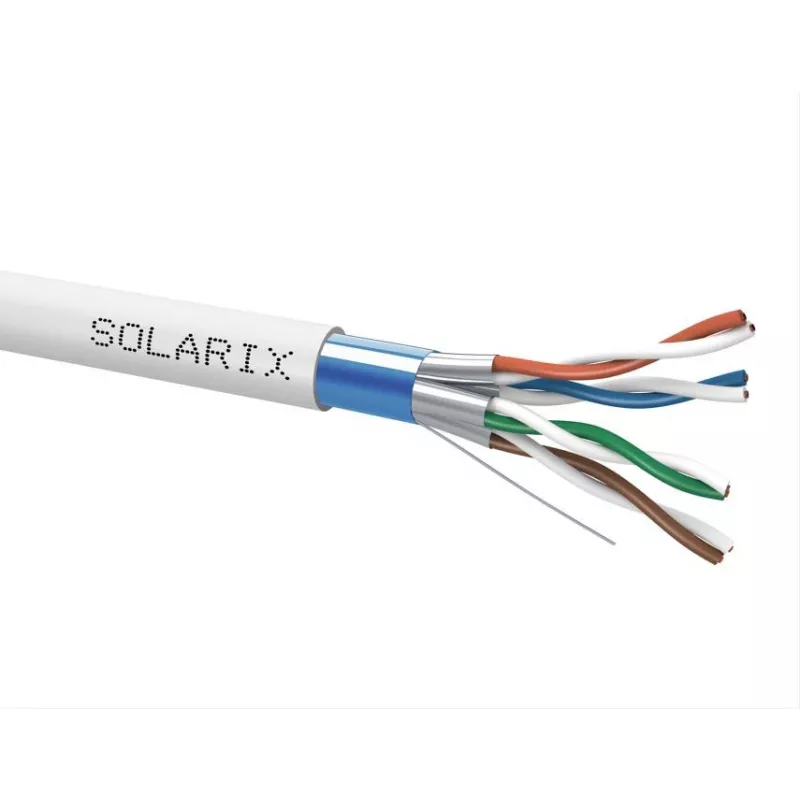 SOLARIX SXKD-6A-FFTP-LSOH Cat.6A F/FTP montavimo kabelis, LSOH, Dca-s2,d2,a1, 500m medinė ritė, pilka