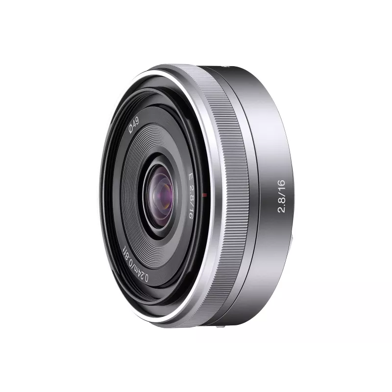 Sony SEL16F28S.SYX E-Mount 16mm f/2.8 plataus kampo pirminis objektyvas (APS-C, juodas)