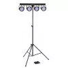 Soundsation 4LEDKIT-PARTY2 4-in-1 LED apšvietimo rinkinys su Derby, PAR, Strobe, lazeriu, trikojis, IR nuotolinio valdymo pultu ir pėdų valdikliu