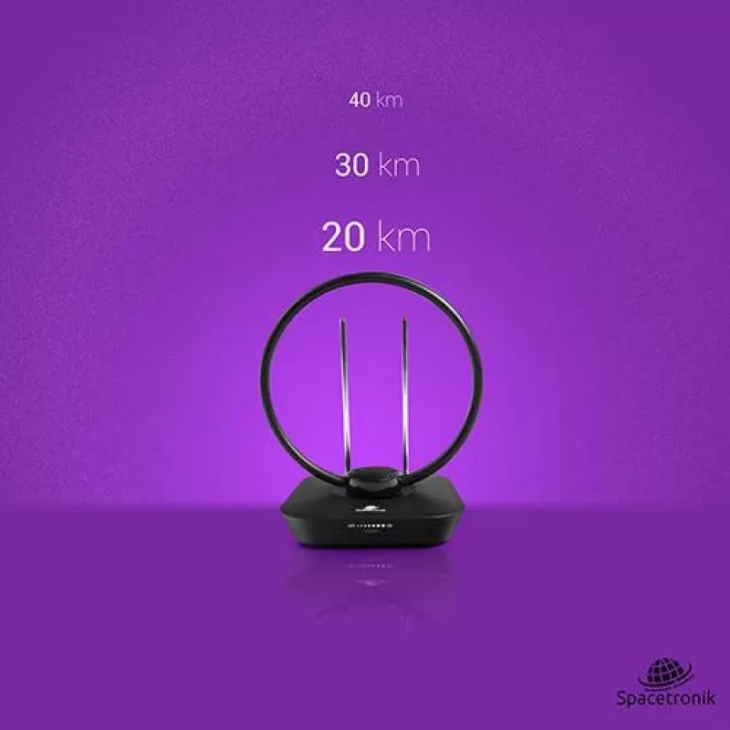 Spacetronik Locus vidinė DVB-T2 antena su 45dB stiprintuvu ir maitinimo šaltiniu