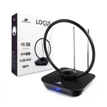 Spacetronik Locus vidinė DVB-T2 antena su 45dB stiprintuvu ir maitinimo šaltiniu