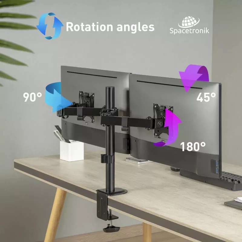 Spacetronik SPA-120 Stalo tvirtinimo rankena 2 monitoriams