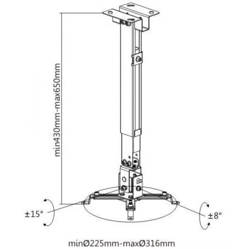 Spacetronik SPA-P01B Universal Projector Mount 2-in-1 Ceiling/Wall, 15 kg, Steel, Black