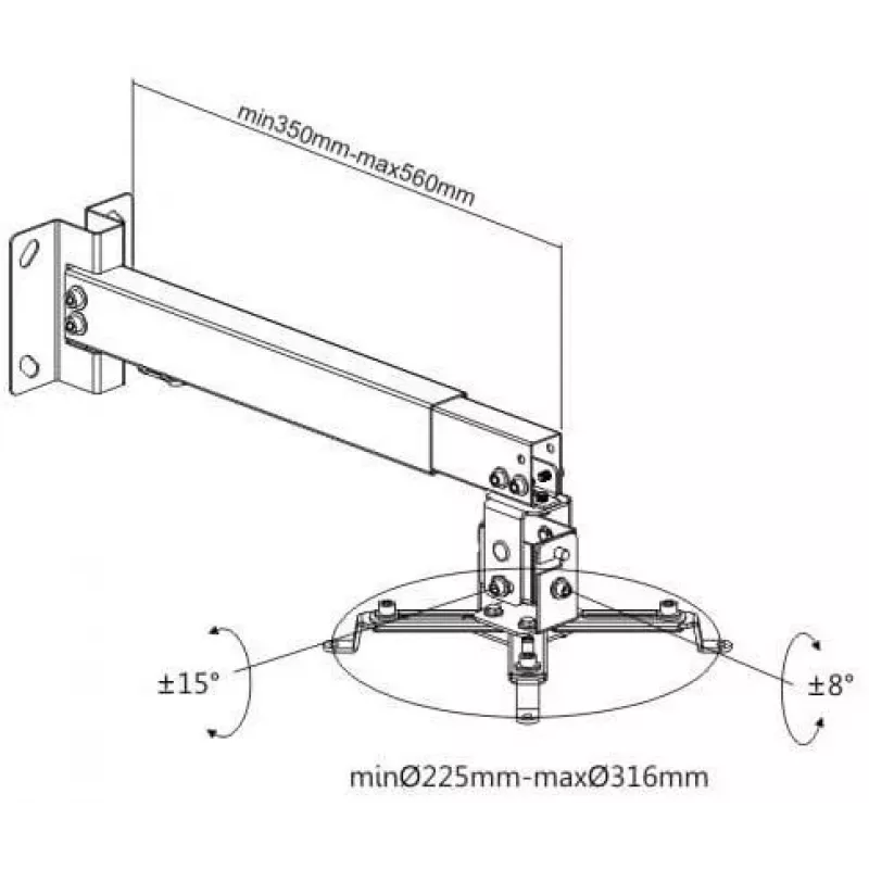 Spacetronik SPA-P01B Universal Projector Mount 2-in-1 Ceiling/Wall, 15 kg, Steel, Black
