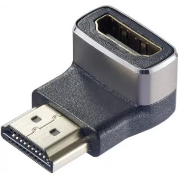 SpeaKa Professional SP-11306836 HDMI adapteris 8K 60Hz 4K 120Hz 90° kampu žemyn nukreiptas vyriškas į moterišką juodas sidabrinis