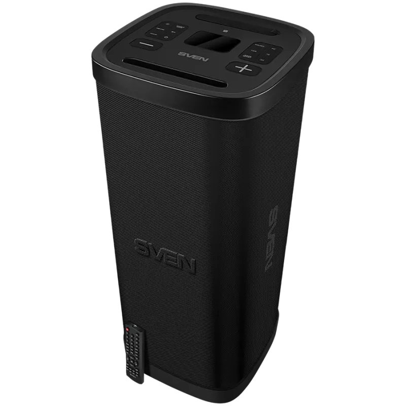 Garsiakalbis Party Box SVEN PS-1250, juodas (300W, TWS, IPx4, Bluetooth, FM, USB, microSD, LED ekranas, 13500mAh)